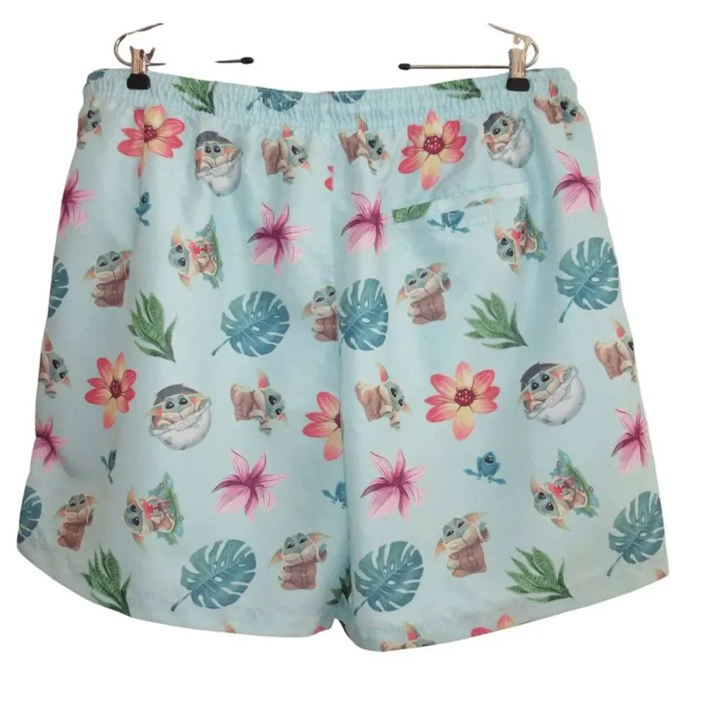 Star Wars The‎ Mandalorian Swim Trunks Baby Yoda Tropical Print Men Sz XL